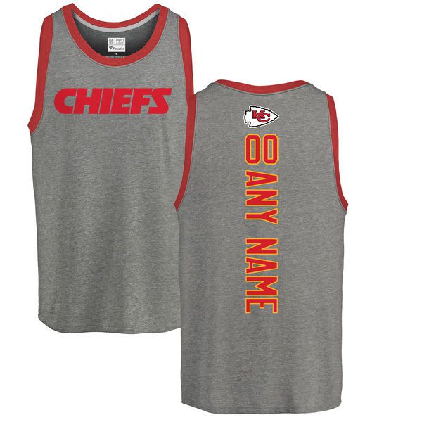 Men Kansas City Chiefs NFL Pro Line by Fanatics Branded Ash Custom Backer Tri-Blend Tank Top T-Shirt